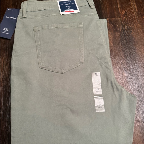 Charter Club Cool Olive Tummy Slimming Capri - Picture 4 of 8